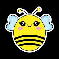 Funny comic character patch. Cute cartoon kawaii little bee sticker. Child print for graphic tee. vector