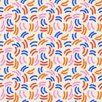 Abstract colorful squiggle seamless pattern. Hand drawn line scribbles, simple childish wallpaper print. vector