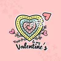 saludo de san valentín con flecha de amor e ilustración de flores. ilustración vectorial vector