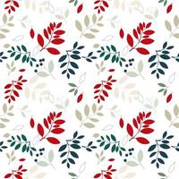 Vector background seamless pattern of colorful leaves on white background.