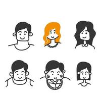 vector de ilustración de icono de imagen de perfil de avatar de doodle dibujado a mano