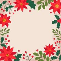 Flat Poinsettia Flower Square Background vector