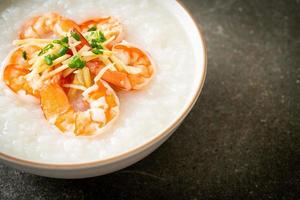 Congee with shrimps and fresh ginger photo