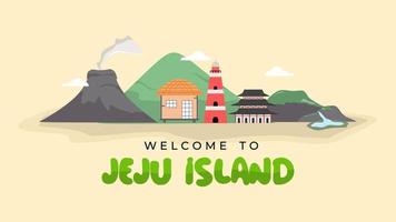 bienvenido a la isla de jeju antecedentes sobre fondo amarillo vector