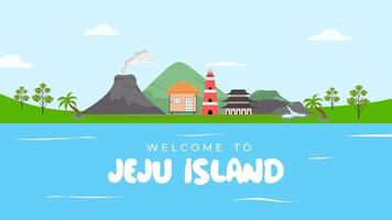 Bienvenido al fondo de la isla de Jeju. bienvenido a en corea del sur vector