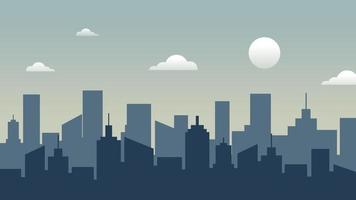 Dark City town silhouette background. vector