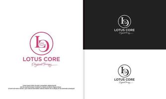 logo illustration vector graphic of logotype L and C combine with lotus.