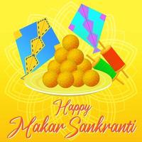 happy makar sankranti square social media post instagram facebook vector illustration