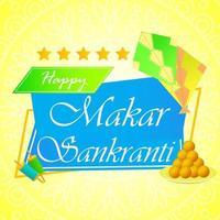 feliz makar sankranti publicación en redes sociales gradiente amarillo vector