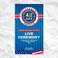 happy independence day 4th july instagram stories post social media template banner vector