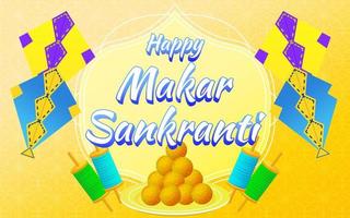 happy makar sankranti orange gradient web banner vector ilusration