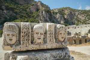 Stone Faces in Myra Ancient City in Demre, Antalya, Turkiye photo