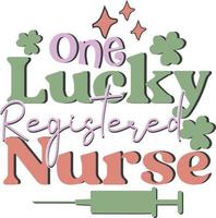 One Lucky Registered Nurse Retro Vintage St. Patrick's Day T Shirt Design vector