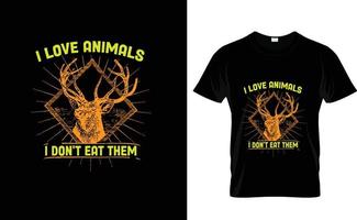 I LOVE ANIMALS..WILDLIFE T SHIRT vector