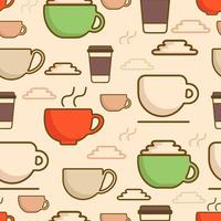 Seamless pattern with line icons. Coffee with cream. Vector Illustration. For your packaging, wallpaper and fabric design.