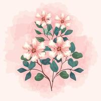 flowers with branches and leaves, on white background vector