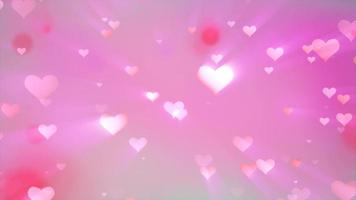 leuchtende zarte fliegende liebesherzen auf rosa hintergrund zum valentinstag. Video 4k, Bewegungsdesign