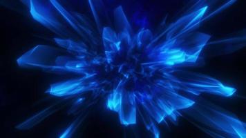 abstrakte blaue glänzende leuchtende Linien und Wellen, die energiegeladen magisch sind wie ein Kristall, abstrakter Hintergrund. Video 4k, Bewegungsdesign