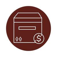 box package cargo with dollar symbol block line style icon vector