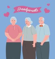 happy grand parents day with cute old people vector