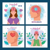 set banners of mental health with icons vector
