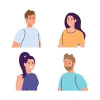 group of young people on white background vector