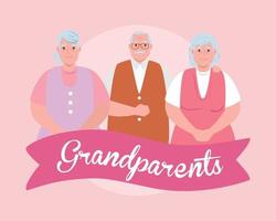 happy grand parents day with cute old people vector