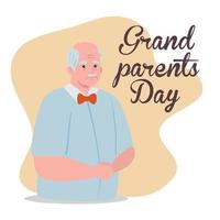 happy grand parents day with cute grandfather vector