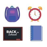 board notebook bag and clock vector design