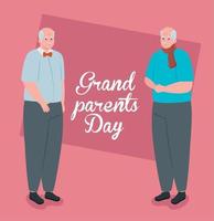 feliz dia de los abuelos con lindos abuelos vector