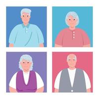 cute old people, group of grandmothers and grandparents vector