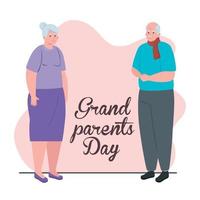 happy grand parents day with cute older couple vector