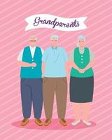 happy grand parents day with cute old people vector