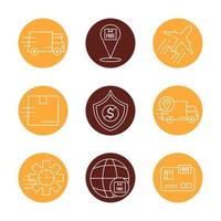 bundle of fast delivery and free delivery block line style icons vector