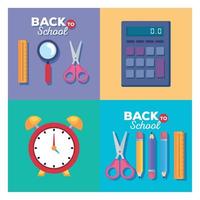 ruler lupe scsissor calculator clock and pencils vector design