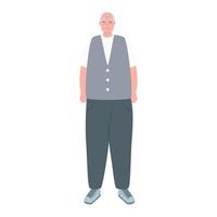 cute old man standing, grandfather standing on white background vector