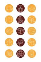 bundle of fast delivery and free delivery block line style icons vector