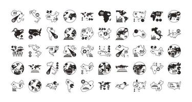 bundle of covid 19 designs, line style icon vector