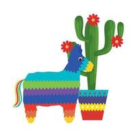 Isolated mexican pinata and cactus vector design