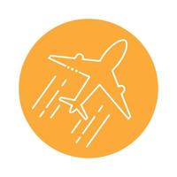 airplane flying transport block line style icon vector