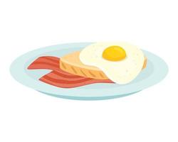 fried egg with bacon, on white background vector