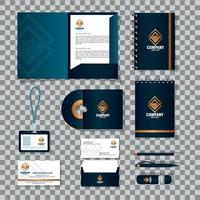 brand mockup corporate identity, mockup of stationery supplies black color with golden sign vector