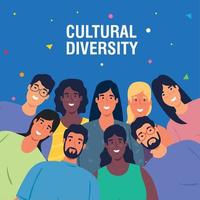 multiethnic young people together, cultural and diversity concept vector