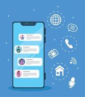 online chat messages of people in smartphone, chat digital communication online, social media concept vector