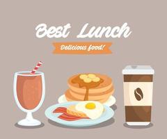 cartel de comida deliciosa, mejor almuerzo. vector