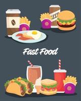 poster with set of delicious food vector