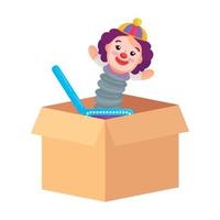 clown toy on box carton, in white background vector