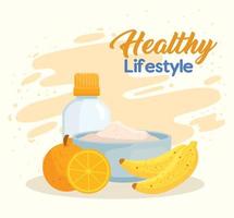 banner healthy lifestyle with fresh food vector