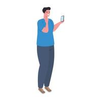 man standing using smartphone, social media and communication technology concept vector