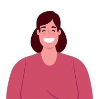 mujer joven sonriendo, en fondo blanco vector